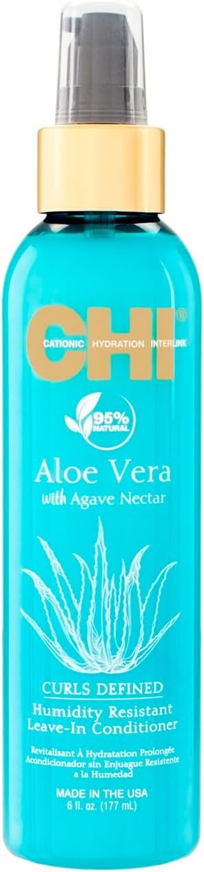 CHI Aloe Vera with Agave Nectar Curls Defined Leave-In Conditioner, Humidity Resistant, 177 ml