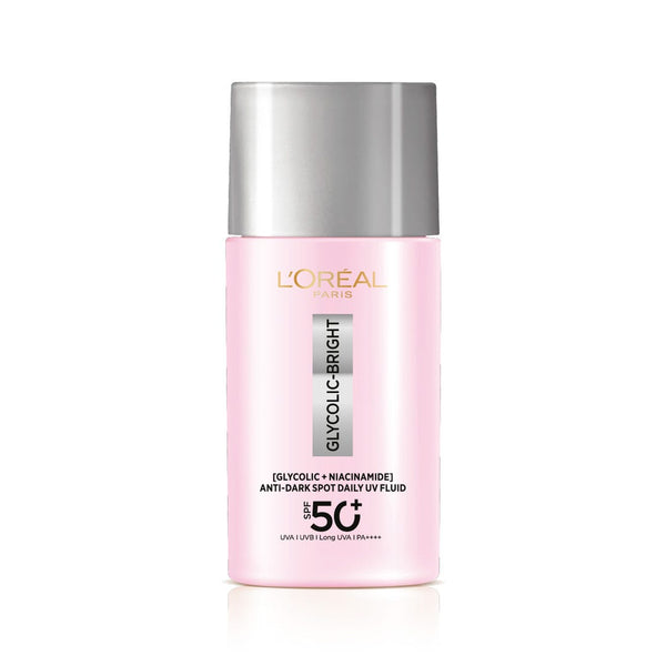 L'Oreal Paris Glycolic Bright UV Fluid SPF 50+ Lightweight Face Sunscreen with Glycolic Acid and Niacinamide