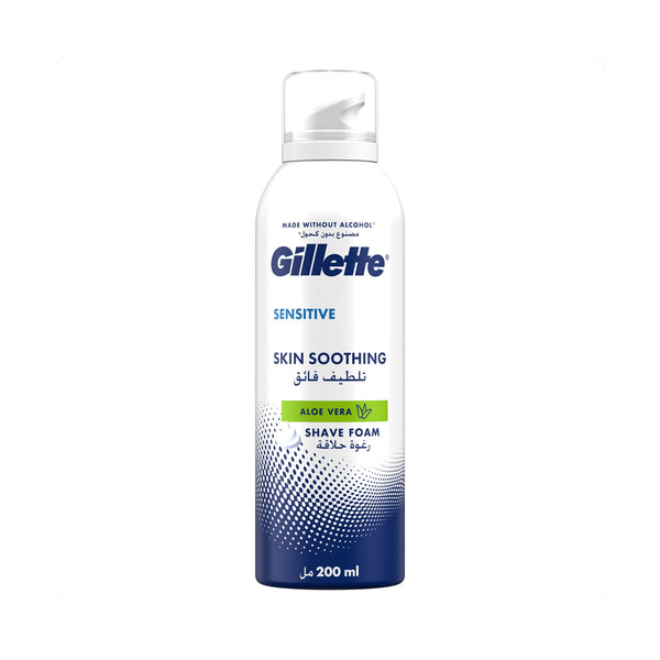Gillette Sensitive Shaving Foam Aloe Vera Glycerin Original Scent 200 ml