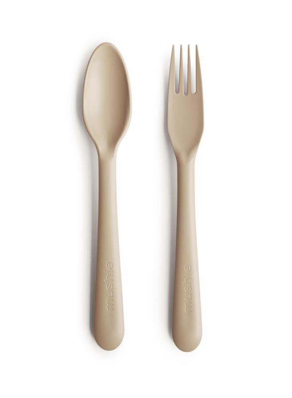 Mushie Fork and Spoon Set Vanilla BPA-Free Polypropylene