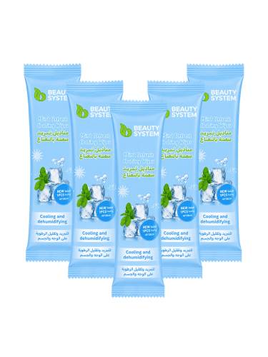 Beauty System Mint Refresh Cooling Wipes, Individually Wrapped, 6 Pieces
