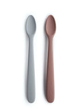 Mushie Silicone Baby Feeding Spoons Food-Grade BPA-Free Stone/Cloudy Mauve, 2-Piece Set