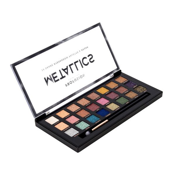 Profusion Cosmetics Metallics Eyeshadow Palette, 24 Shade, Includes Brush