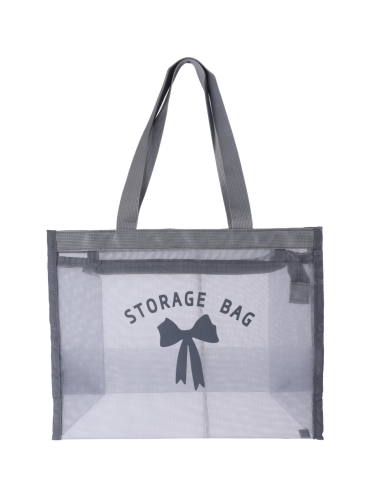 Salon System Large Transparent Mesh Storage Bag with Shoulder Straps, Bow Print, Assorted Colors