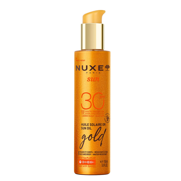 Nuxe Sun Shimmering Sun Oil SPF30 Face & Body UVA/UVB Protection Golden Finish 150 ml