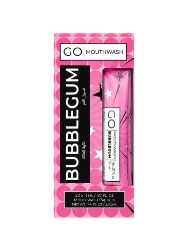 Go Mouthwash Bubblegum Flavor Alcohol-Free Xylitol Single-Use Packets, 20 Packets, 220 ml