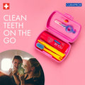 Curaprox Travel Set Pink Oral Care Kit with Travel Toothbrush and Interdental Brushes