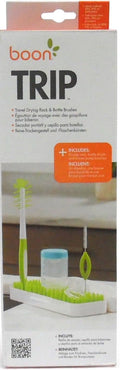 Boon Trip Travel Bottle Drying Rack and Baby Bottle Brush Set, Portable Cleaning Kit, 1 Piece