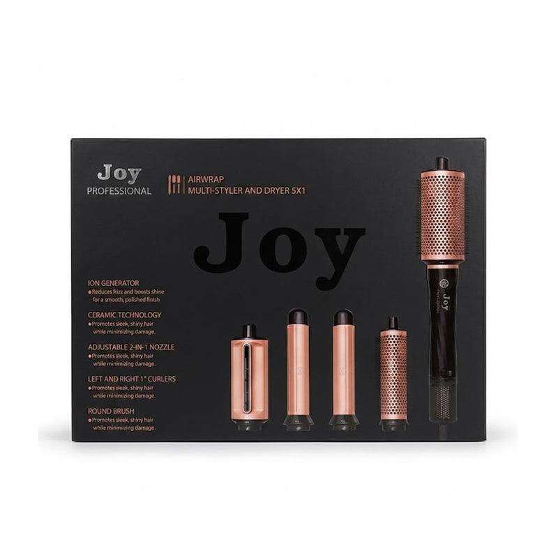 Joy Professional AirWrap 5-in-1 Hair Dryer Multi-Styler with 5 Attachments Black Rose Gold