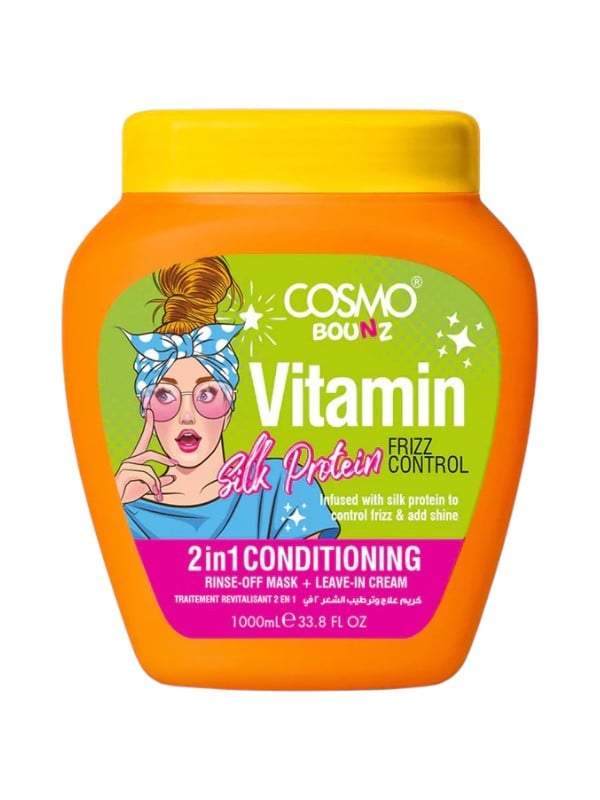 Cosmo Bounz 2-in-1 Silk Protein Hair Treatment and Conditioner, 1000 ml