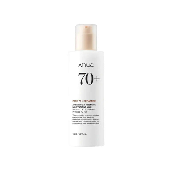 Anua Rice 70 + Ceramide Intensive Moisturizing Milk Lotion, Lightweight Hydrating Finish, 150 ml