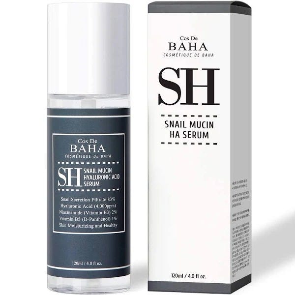 Cos De Baha Snail Serum Hydrating Brightening Formula with 5% Niacinamide and Arbutin 120ml
