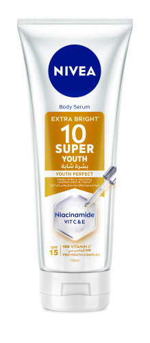 Nivea Extra Bright 10 Super Youth Body Serum SPF 15 Niacinamide Vitamin C E 170ml