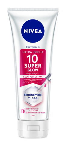 Nivea Extra Bright 10 Super Glow Body Serum SPF 15 Niacinamide Vitamin C Vitamin A 170ml