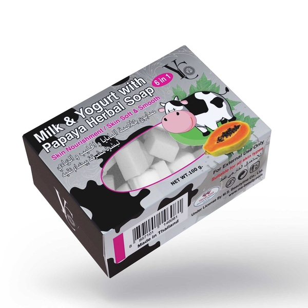 YC Milk Yogurt Papaya Botanical Soap Bar Cleansing Moisturizing 6 in 1 100 g