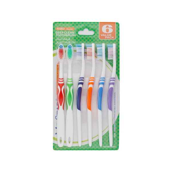 Mr. Star Deep Cleaning Toothbrush Set Coarse Bristles Ergonomic Handle 6 Pack