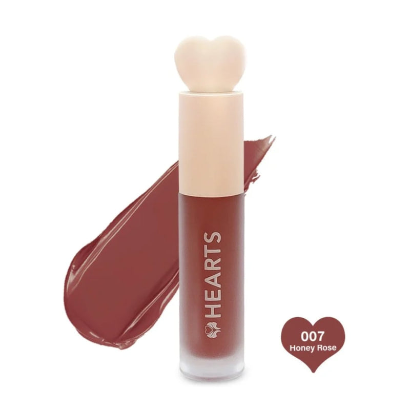 Hearts Matte Liquid Lipstick Creamy Formula Rich Pigment 007 Honey Rose
