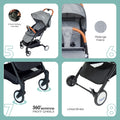 Moon Ritzi Cabin Stroller Lightweight Foldable Compact Design Grey