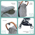 Moon Ritzi Cabin Stroller Lightweight Foldable Compact Design Grey