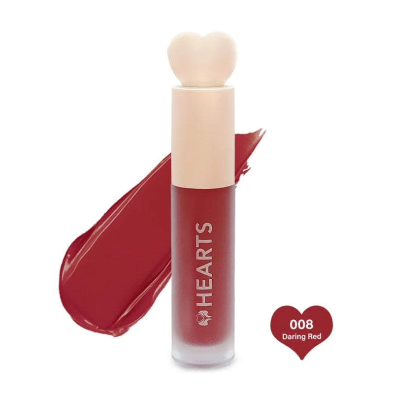 Hearts Matte Liquid Lipstick Creamy Formula Rich Pigment Daring Red 008