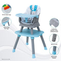 Moon Multifunctional Baby High Chair Adjustable Height Blue 6-in-1