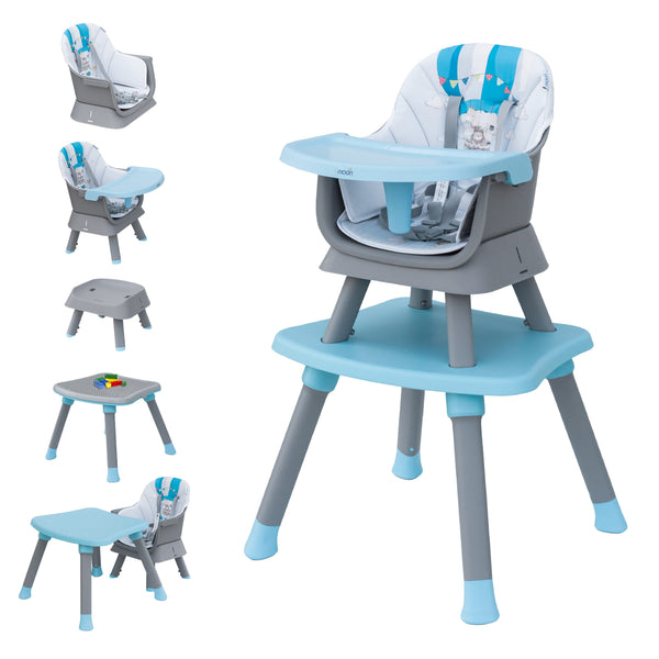 Moon Multifunctional Baby High Chair Adjustable Height Blue 6-in-1