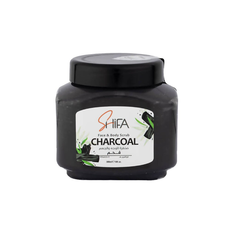 Shifa Face and Body Scrub with Activated Charcoal, Exfoliating Formula, 300ml