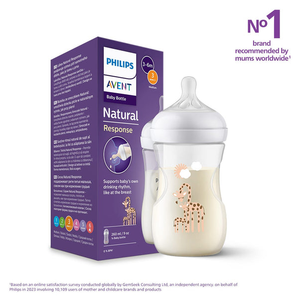 Philips Avent Natural Response Baby Bottle BPA-Free Giraffe 260ml 1 Piece