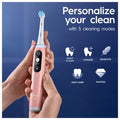 Oral-B iO Series 6 Rechargeable Electric Toothbrush, Pink Sand, 5 Modes, Bluetooth, 1 Brush Head & Charger