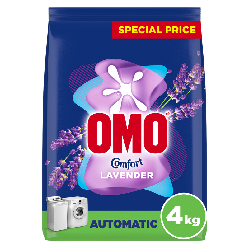 Omo Lavender Automatic Powder Laundry Detergent with Anti-Fading Formula, 4 kg