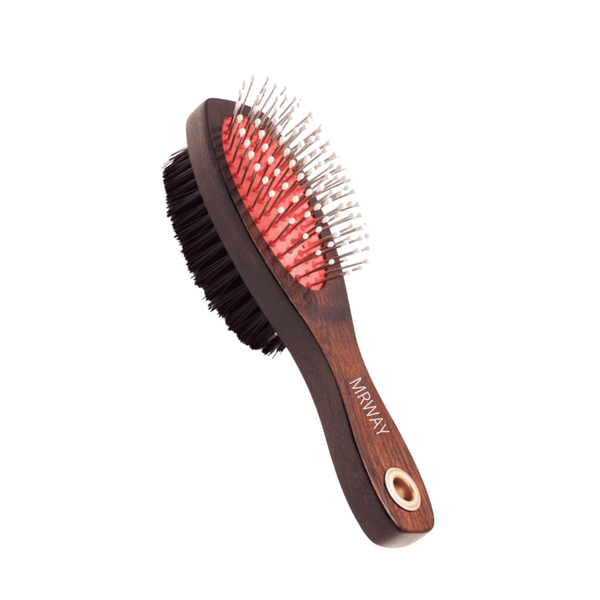 Marwai Large Double Wooden Detangling Hairbrush, Flexible Bristles, All Hair Types
