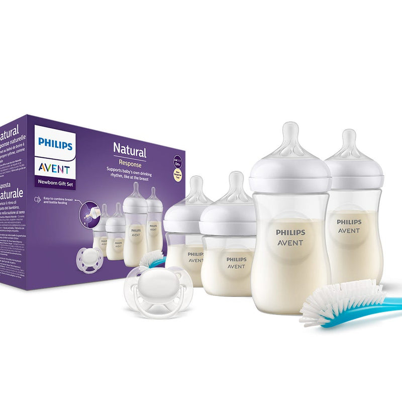 Philips Avent Natural Response Newborn Feeding Gift Set with Bottles, Soother and Bottle Brush