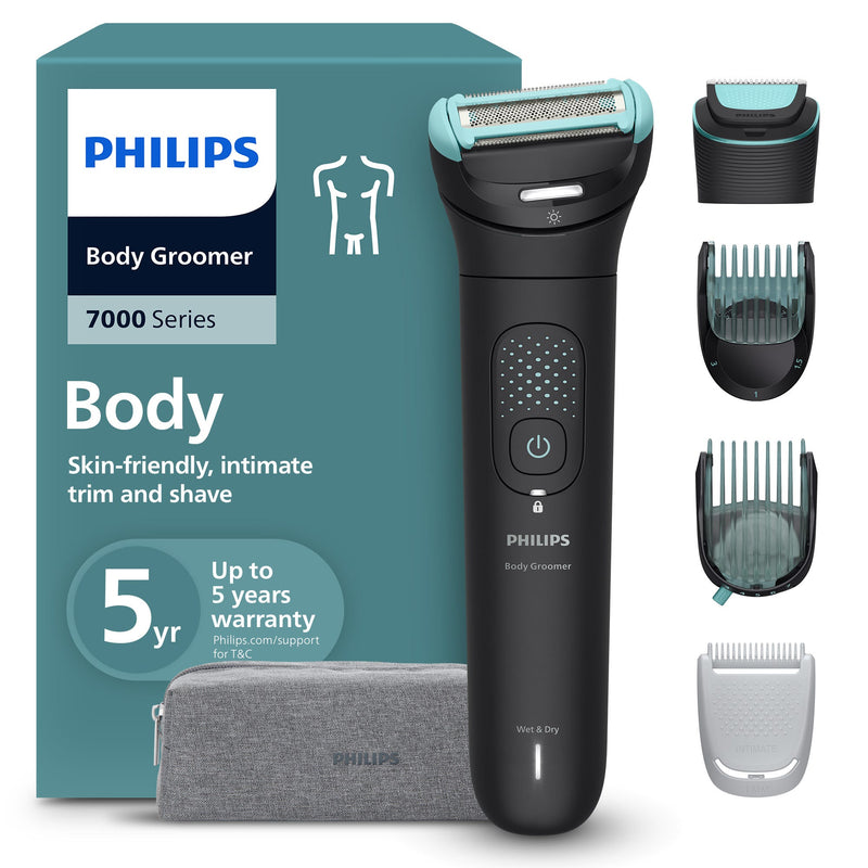 Philips Body Groomer 7000 Series BG7470/15 Wet & Dry Trimmer and Shaver, 2D Flexing Head, 120 Min Cordless