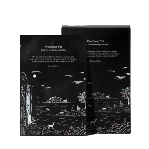 Pyunkang Yul Black Tea Revitalizing Sheet Mask Pack with Fermented Tea, 10 Masks