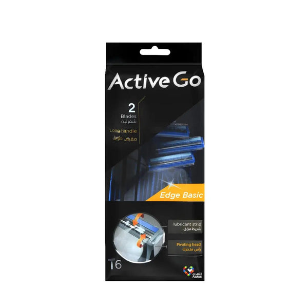 Active Go Men Long-Handle Disposable Razors, Twin Stainless Steel Blades, 6-Piece Pack