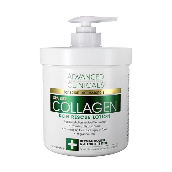 Advanced Clinicals Collagen Skin Rescue Cream, Fragrance-Free Moisturizer, 454 g