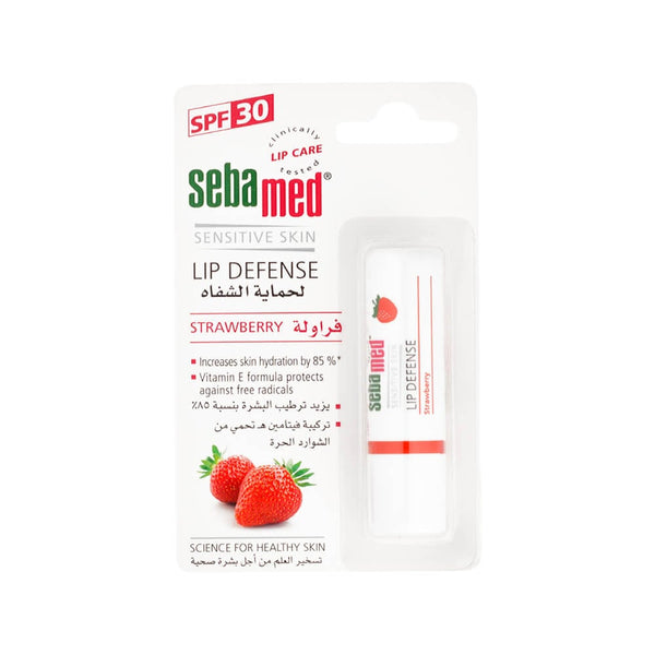 Sebamed Lip Defense Strawberry Lip Balm SPF 30 Vitamin E and Jojoba Oil 4.8 g