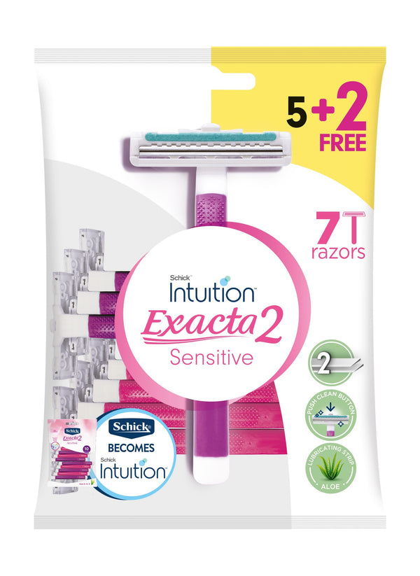 Intuition Exacta2 Sensitive Razors Ceramic-Coated Blades Aloe Vera Vitamin E 5 + 2 Free
