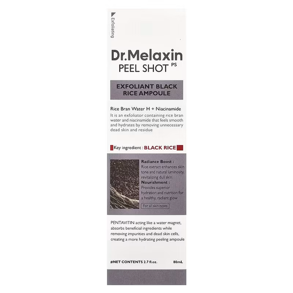 Dr.Melaxin Peel Shot Exfoliant Black Rice Ampoule For All Skin Types 80ml