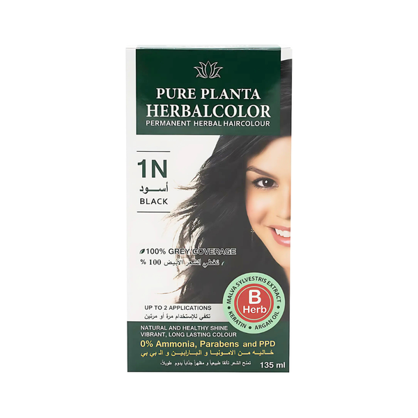 Pure plant Ammonia-Free Hair Dye 1N Black Permanent Colour 135ml
