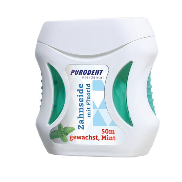 Purodent Waxed Mint Dental Floss Smooth Glide 50 m