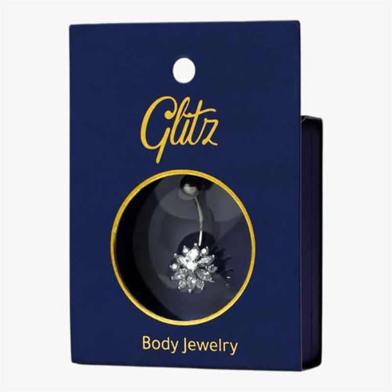 Glitz Silver Belly Ring Crystal Star Body Piercing Jewelry
