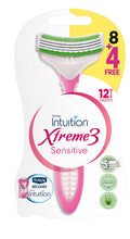 Intuition Xtreme3 Sensitive Women's Razors, 3 Blades, Aloe Vera and Vitamin E, 8 + 4 Free