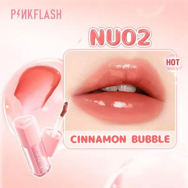 Pink Flash Lip Gloss NU02 Cinnamon Bubble Soft Cinnamon Finish