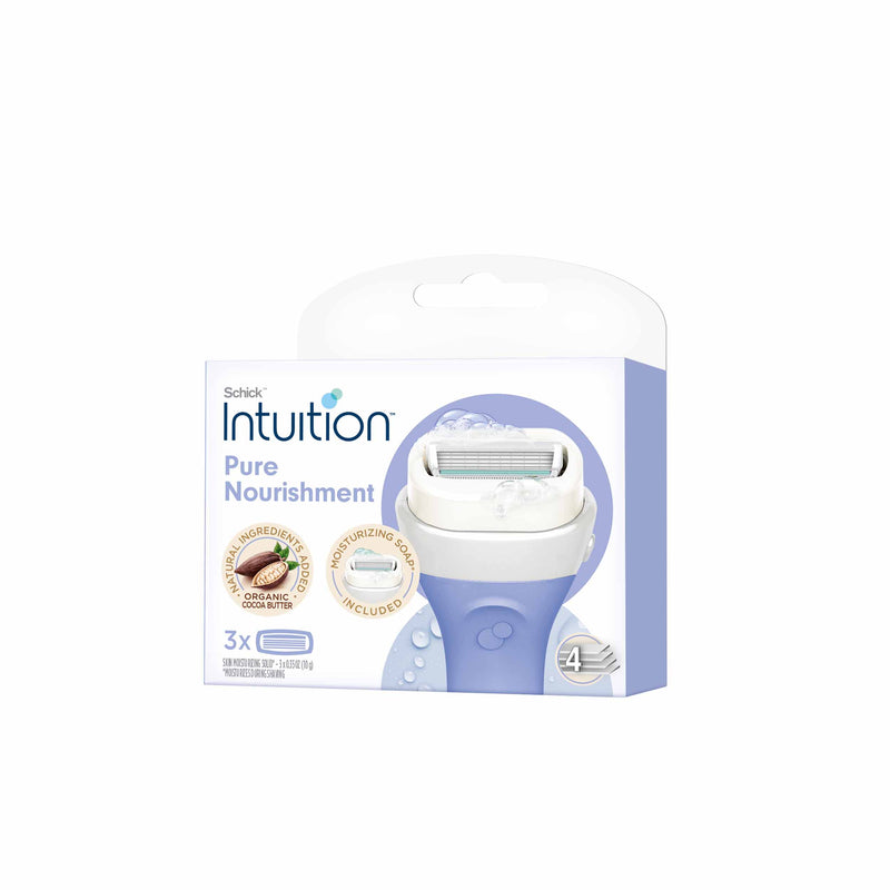 Intuition Pure Nourishment Cocoa Butter Razor Refills, Ceramic-Coated Blades, 3 Pieces
