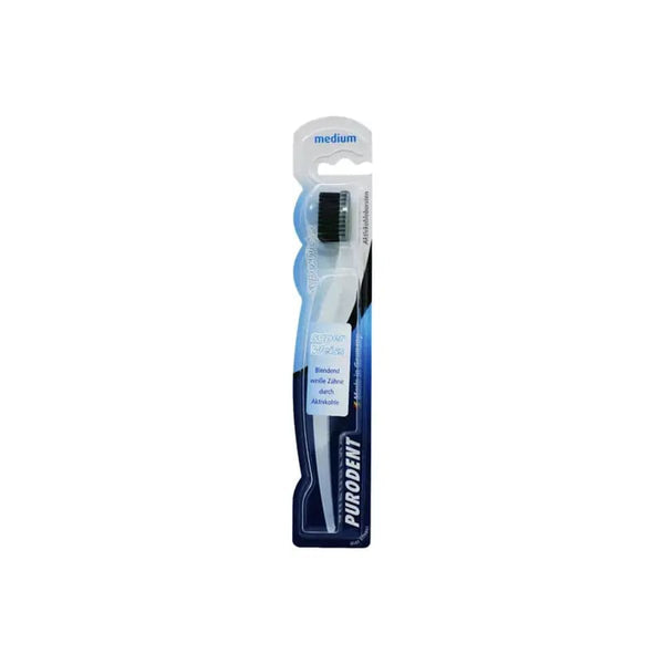 Purodent Toothbrush 202 Medium Charcoal Bristles for Deep Cleaning