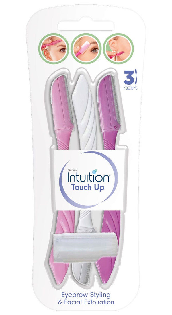Intuition Face Razors Touch Up Eyebrow Shaping Blades, 3 Pieces with Cover