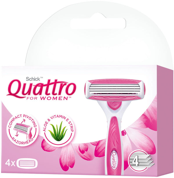 Intuition Quattro Razors 4-Piece Set, Four Blades, Aloe Vera & Vitamin E Moisturizing Ribbon