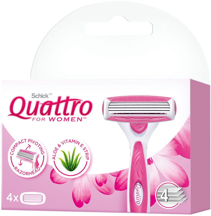 Intuition Quattro Razors 4-Piece Set, Four Blades, Aloe Vera & Vitamin E Moisturizing Ribbon