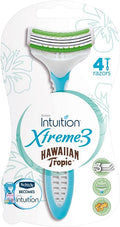 Intuition Xtreme3 Women's Razors 3-Blade Ceramic, Hawaiian Tropic Scent, 4 Pieces